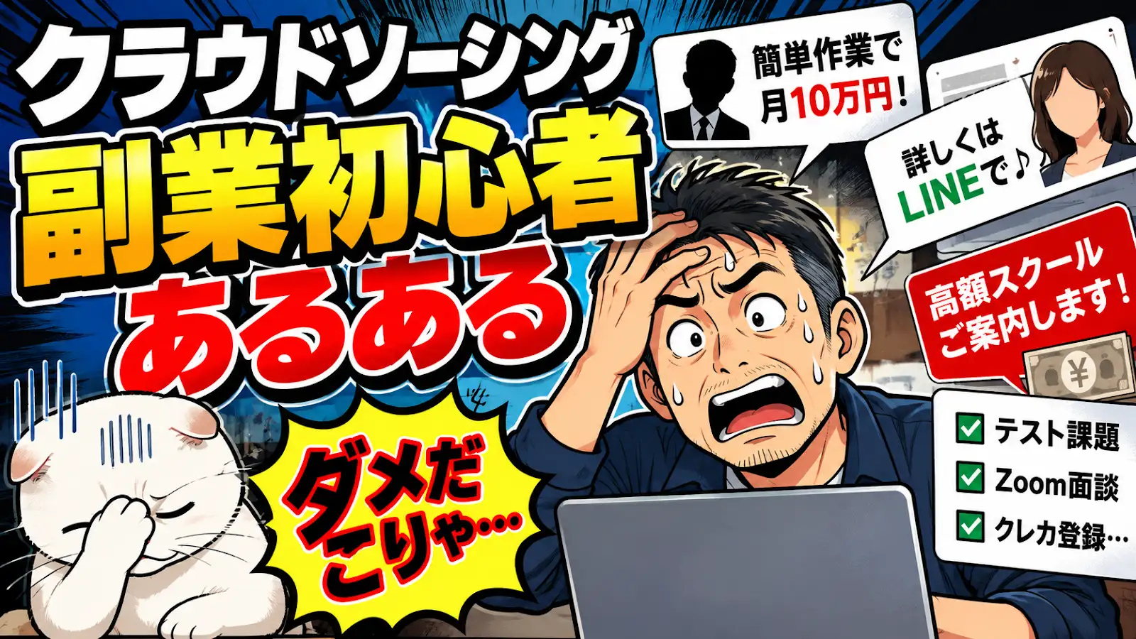クラウドソーシング副業初心者あるあるのショート動画
